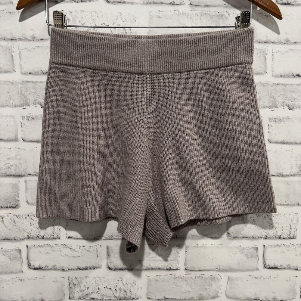 The Drop Women's Tan Ribbed Knit Elastic Waist Pull On Sweater Shorts Sz S
